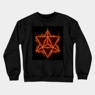 Flaming Merkaba - Sacred Geometry - Fire Art - Manafold Art Crewneck Sweatshirt